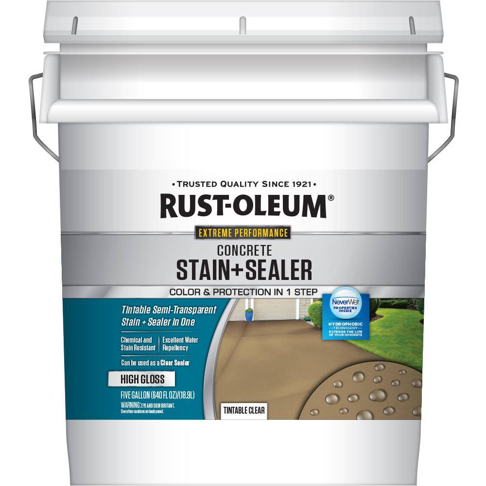 Rust-Oleum 5 gal. Clear High Gloss Concrete Sealer-310425 - The Home Depot