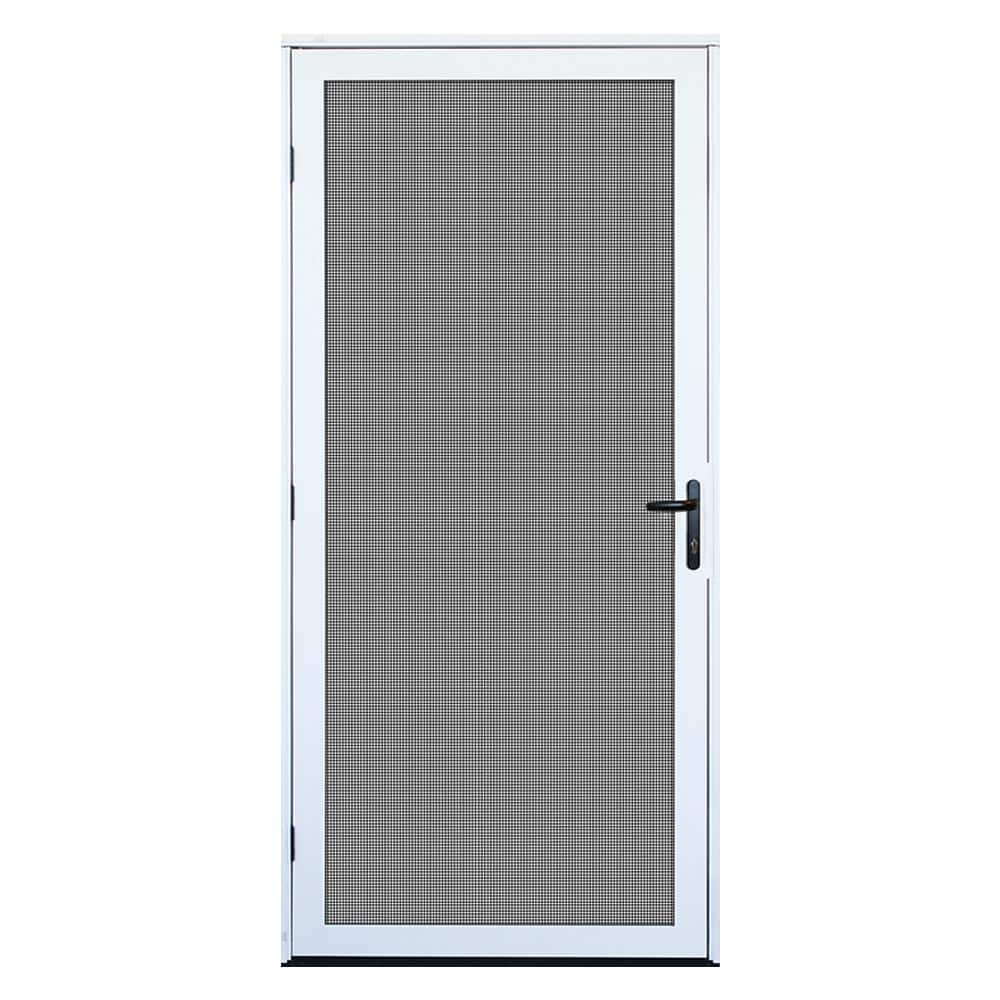 Unique Home Designs 36 In X 80 In White Recessed Mount Meshtec within Unique Home Designs Ultimate Metal Screen Door
