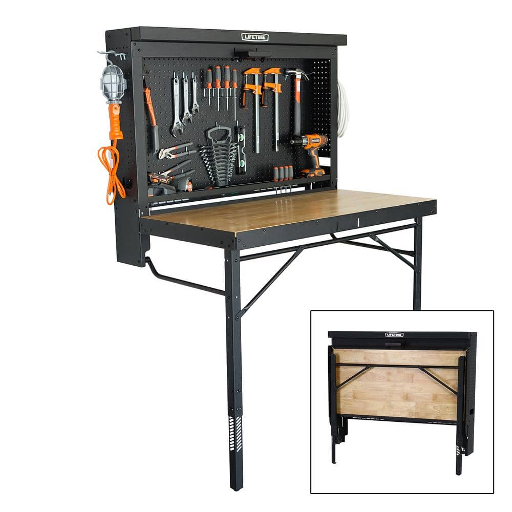 Lifetime 47 in. L x 31 in. D x 60.5 71.5 in. H WallMounted Folding Work Table80421 The