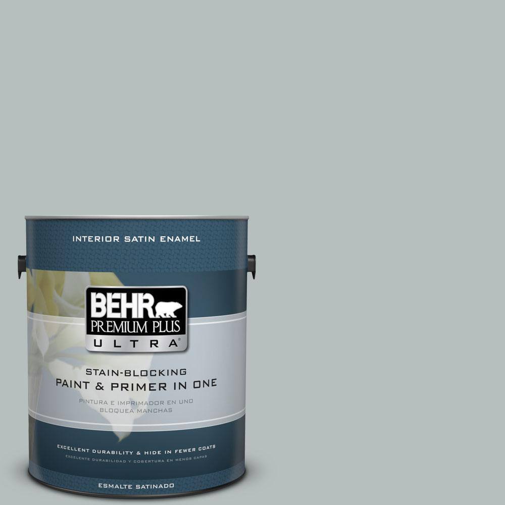 Behr Premium Plus Ultra 1gal 720e3 Rocky Mountain Sky Satin Enamel Interior Paint image