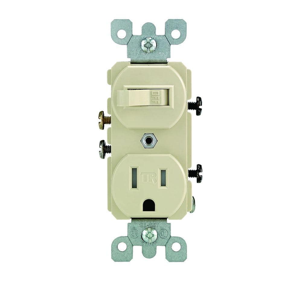 Leviton 15 Amp Tamper-Resistant Combination Switch and Outlet, Ivory-R51-T5225-0IS - The Home Depot