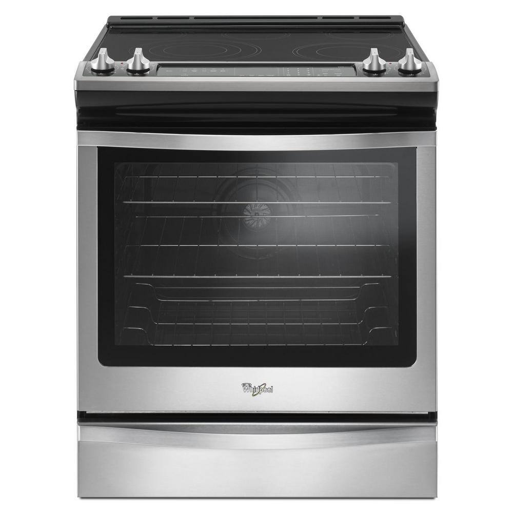 Whirlpool 6.4 cu. ft. Slide-In Electric Range with True Convection in Whirlpool Stainless Steel Stove Electric