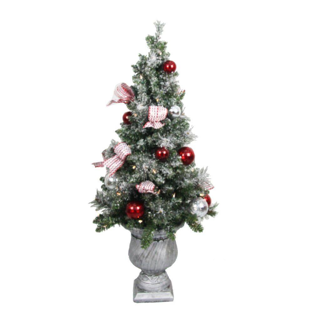 Home Accents Holiday 4 ft. Battery Operated Frosted Mercury Potted Artificial Christmas Tree ...