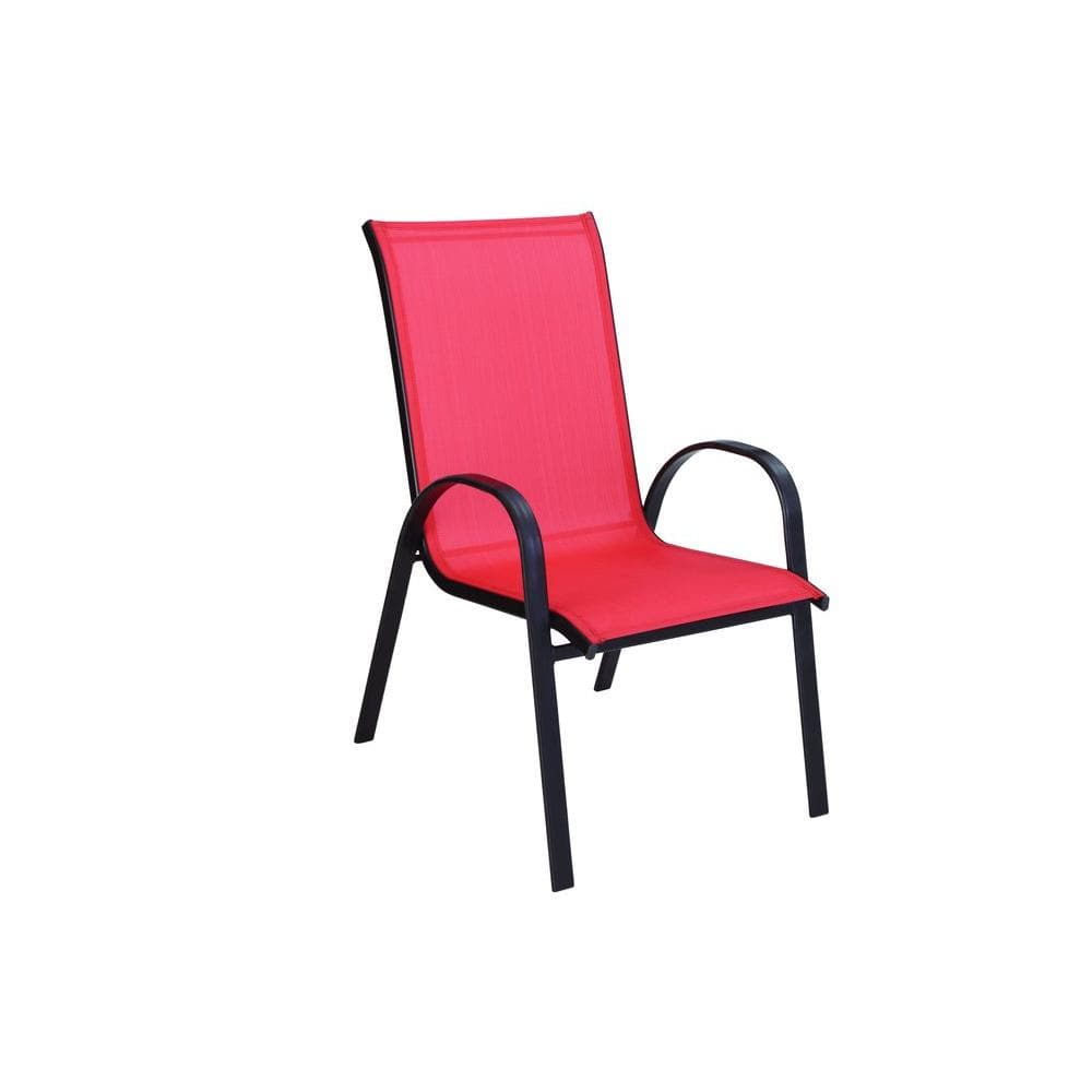 Hampton Bay Navona Red Sling Patio Chair-FCS00015J-RED ...