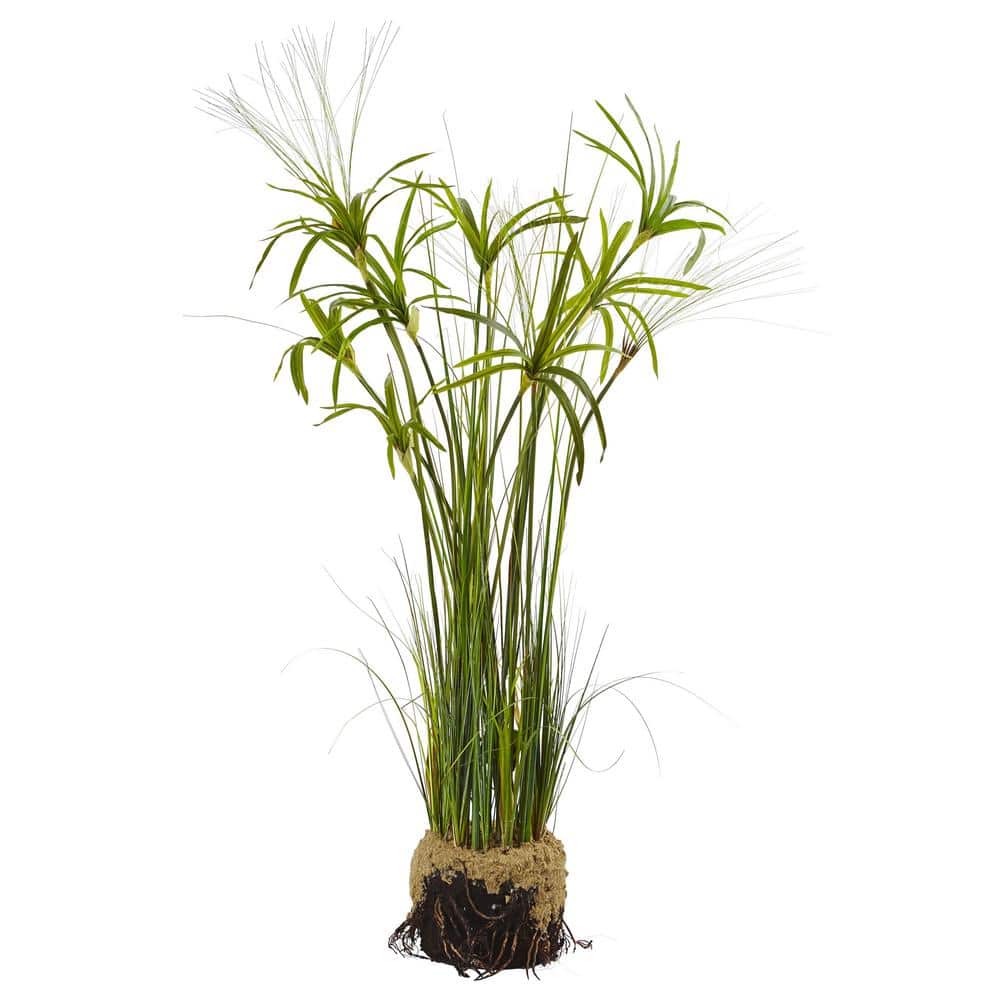 papyrus plant artificial grass faux nearly natural plants soil green arrangement silk tropical larger