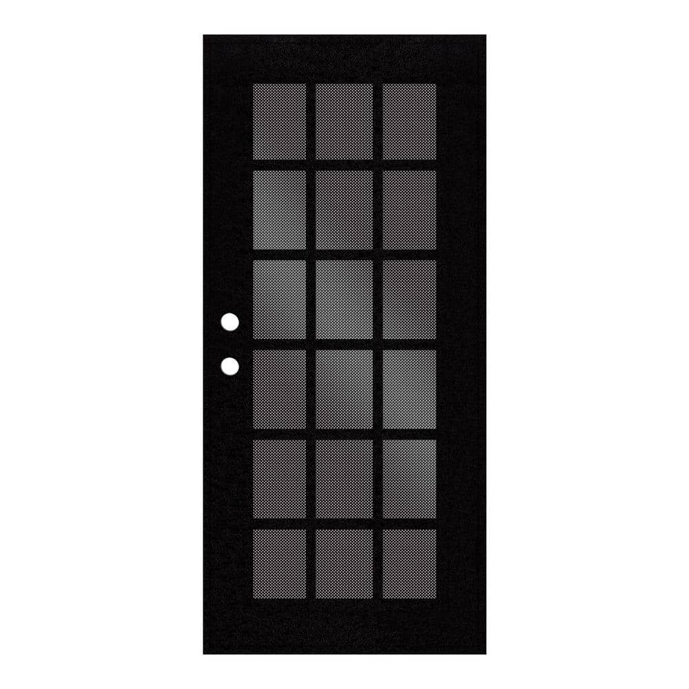 Unique Home Designs 30 in. x 80 in. Classic French Black RightHand Surface Mount Security Door
