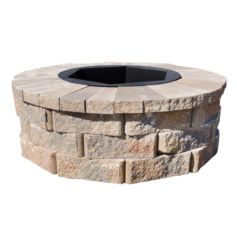 Pavestone 40 in. W x 14 in. H Rockwall Round Fire Pit Kit - Palomino