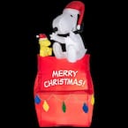 3.5 ft. LED Inflatable Snoopy and Woodstock Sitting on Doghouse