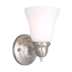 Hampton Bay Brushed Nickel 1-Light Sconce-X124501 at The Home Depot