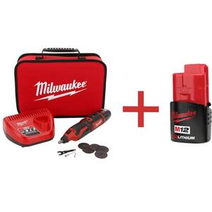 Milwaukee M12 12-Volt Lithium-Ion Cordless Rotary Tool Kit with Free M12 2.0 Ah Compact Battery