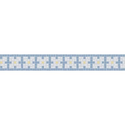 Mosaic Loft Bloom Border Cool Accent Glass Mosaic Tile - 117.5 in. x 4 in. Glass Wall and Light Residential Floor Mosaic Tile 068-0201