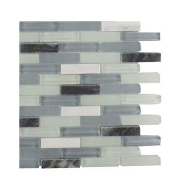 Splashback Glass Tile Cleveland Bendemeer Mini Brick Mixed Materials Floor and Wall Tile - 6 in. x 6 in. Tile Sample L1A8 MOSAIC TILE
