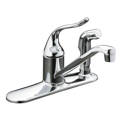 KOHLER Kitchen Faucets. Coralais 2- or 3-Hole 1-Handle Low-Arc Kitchen Faucet with Sidesprayer and Escutcheon in Polished Chrome