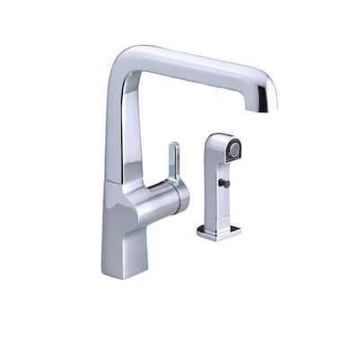 KOHLER Kitchen Faucets. Evoke Single-Hole 1-Handle High Arc Kitchen Faucet with Sidespray in Polished Chrome