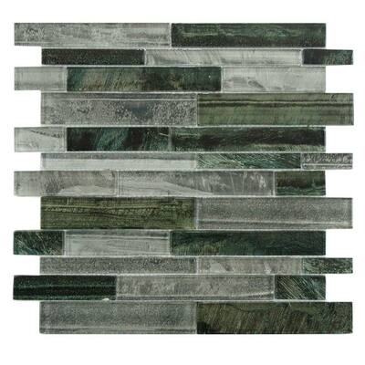Merola Tile Forest Evergreen 11-1/2 in. x 11-3/4 in. Glass Mosaic Wall Tile GITFREVG