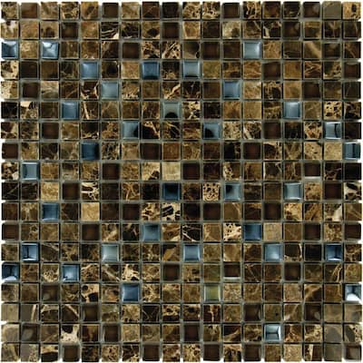 M.S. International Inc. Emperador 5/8 in. x 5/8 in. Mosaic Glass Stone Blend Floor & Wall Tile SMOT-SGLS-5/8-01