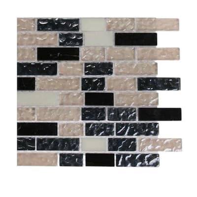 Splashback Glass Tile Tapestry Roadway 1/2 in. x 2 in. Marble And Glass Tiles - 6 in. x 6 in. Tile Sample R4C9