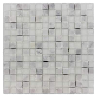 Splashback Glass Tile Tetris Carrera Ice Square 12 in. x 12 in. Glass Mosaic Floor and Wall Tile TETRIS CARRERA SQUARES