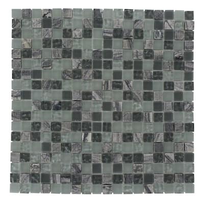 Splashback Glass Tile 12 in. x 12 in. Paris Rain Blend Squares Glass Tiles