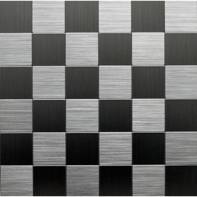 Instant Mosaic 12 in. x 12 in. Peel and Stick Brushed Stainless Metal Wall Tile EKB-03-104