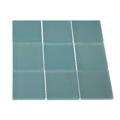 Splashback Glass Tile Contempo Turquoise Frosted 2 x 2 Glass Tiles - 6 in. x 6 in. Tile Sample L6D11