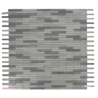 Splashback Glass Tile Matchstix Flakesnow 12 in. x 12 in. Glass Floor and Wall Tile