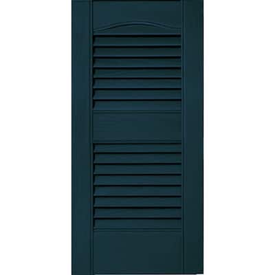 Builders Edge 12 in. x 25 in. Louvered Vinyl Exterior Shutters Pair #166 Midnight Blue