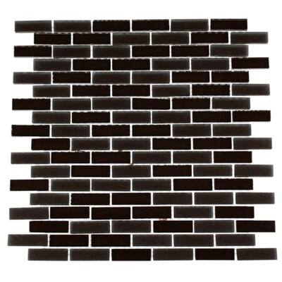 Splashback Glass Tile Contempo Mahogany Brick Pattern 12 in. x 12 in. Glass Mosaic Floor and Wall Tile CONTEMPO MAHOGANY .5X2 BRICK PATTERN