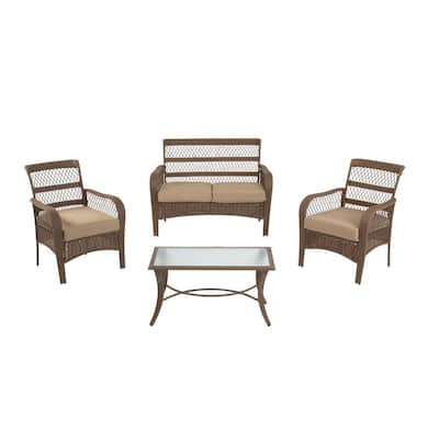 Bayside Wicker Furniture on Elsie 4 Piece Wicker Patio Seating Set  214 50 Shipped  From  429