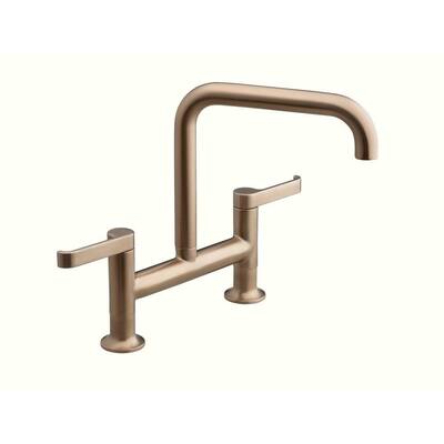 KOHLER Kitchen Faucets. Torq 12 in. 2-Handle Deck-Mount High-Arc Bridge Kitchen Faucet in Vibrant Brushed Bronze