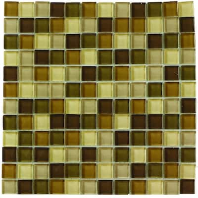 Jeffrey Court Tea Leaf Medley 12 in. x 12 in. Glass Wall Tile 99033