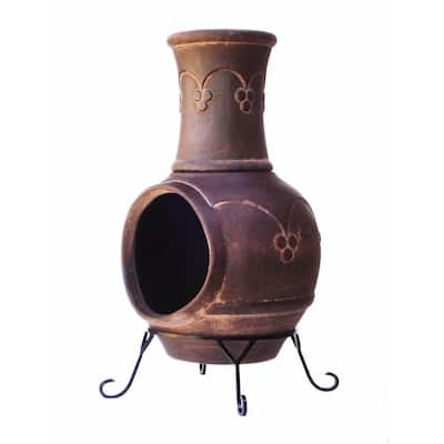 Gothic Clay Chiminea in Smoked Brown-KD 016 - The Home Depot