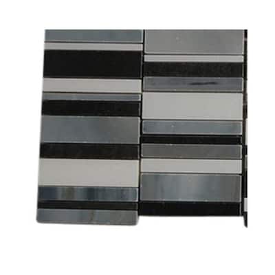 Splashback Glass Tile Piano keys Winds Of Change Marble Mosaic - 6 in. x 6 in. Tile Sample L4D9 MARBLE MOSAIC