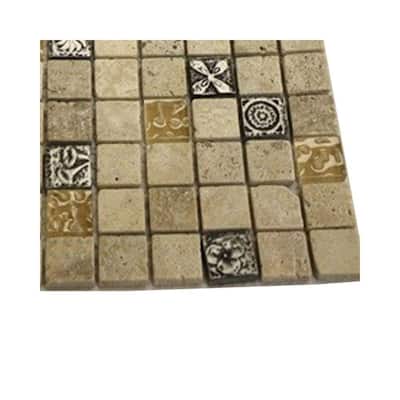 Splashback Glass Tile Tapestry Hydraneum Mixed Material With Silver Deco Floor and Wall Tile - 6 in. x 6 in. Tile Sample R5B5 STONE TILES