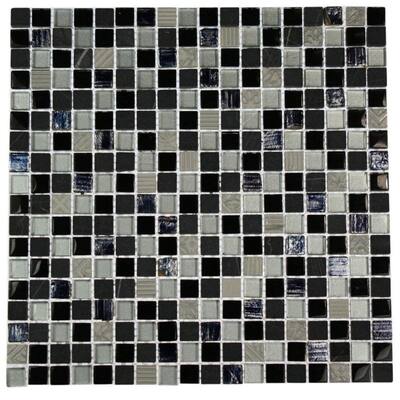 Splashback Glass Tile Metallic Blend 12 in. x 12 in. Marble And Glass Mosaic Floor and Wall Tile CARVED HAIL
