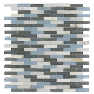 Splashback Glass Tile Cleveland Shannon Mini Brick 10 in. x 11 in. Mixed Materials Floor and Wall Tile
