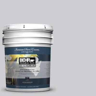 Behr Premium Plus Ultra Paint. 5-gal. #770e-2 Silver Screen Satin Enamel Interior Paint 775005