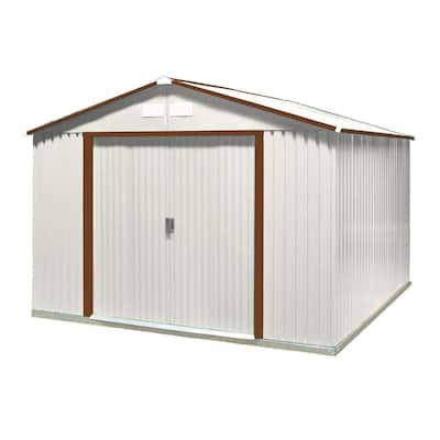  Products 10 ft. x 8 ft. Brown Trim Metal Shed-50231 - The Home Depot