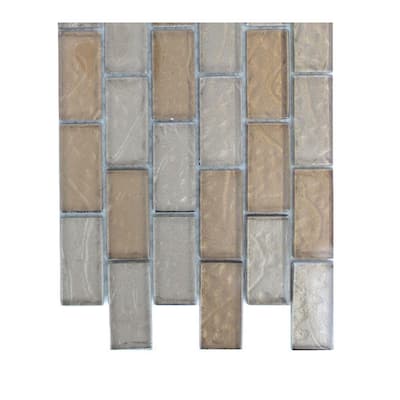 Splashback Glass Tile Cocoa Blend 1 in. x 2 in. Glass Tile - 6 in. x 6 in. Tile Sample R5A12