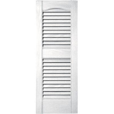 Builders Edge 12 in. x 31 in. Louvered Vinyl Exterior Shutters Pair #117 Bright White