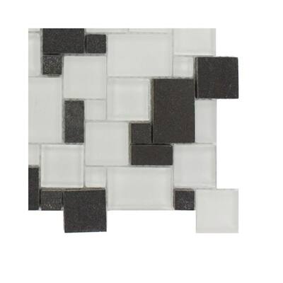 Splashback Glass Tile Tetris Parisian Basalt Natural Stone Floor and Wall Tile - 6 in. x 6 in. Tile Sample R2A6 GLASS MOSAIC TILE