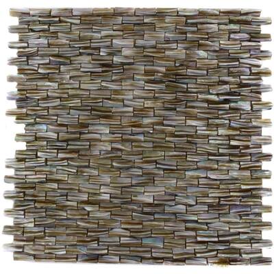 Splashback Glass Tile 12 in. x 12 in. Mosaic Floor and Wall Tile BAROQUE PEARL 3D BRICK PATTERN