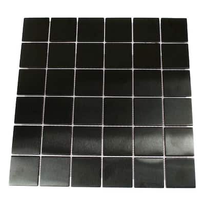 Splashback Glass Tile Metal Nero Square 12 in. x 12 in. Stainless Steel Floor and Wall Tile METAL NERO STAINLESS STEEL 2X2 SQUARE