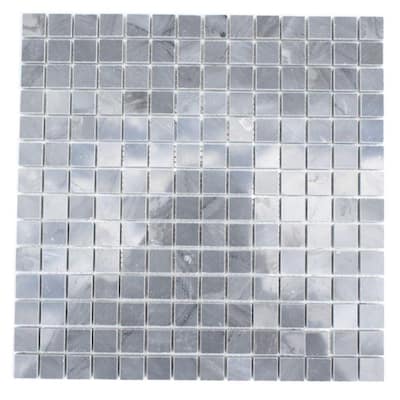 Splashback Glass Tile Dark Bardiglio Squares 12 in. x 12 in. Marble Floor and Wall Tile DARK BARDIGLIO 3/4 SQUARES MARBLE TILE