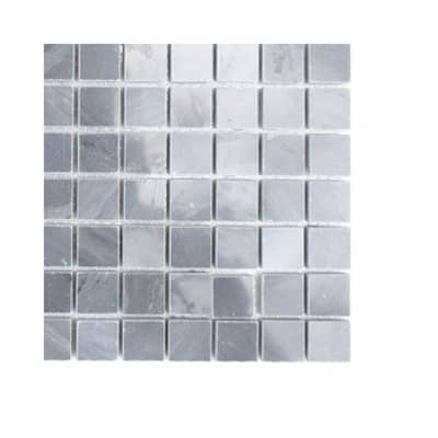 Splashback Glass Tile Dark Bardiglio Squares Marble Floor and Wall Tile - 6 in. x 6 in. Tile Sample L2A5 STONE TILE