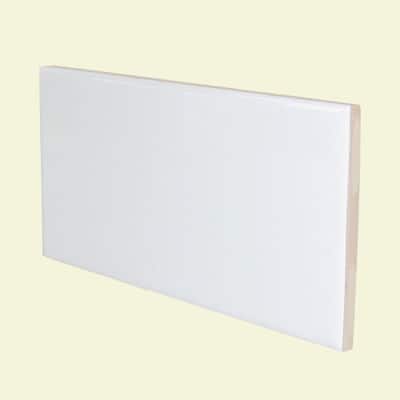 U.S. Ceramic Tile Color Collection Bright White Ice 3 in. x 6 in. Ceramic Surface Bullnose Wall Tile 081-S4639