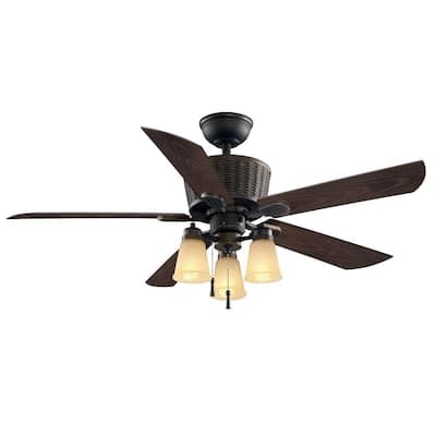 Hampton Bay Coleburn 52 in. Indoor or Outdoor Oil-Rubbed Bronze Ceiling Fan 36946