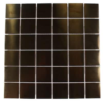 Splashback Glass Tile Metal Copper Squares 12 in. x 12 in. Stainless Steel Floor and Wall Tile METAL COPPER STAINLESS STEEL 2X2 SQUARES