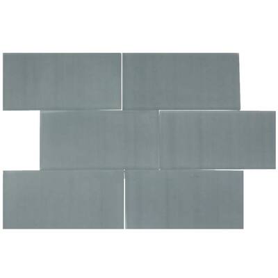 Splashback Glass Tile 3 in. x 6 in. Contempo Blue Gray Frosted Glass Tile CONTEMPOBLUEGRAYFROSTED3X6GLASSTILE