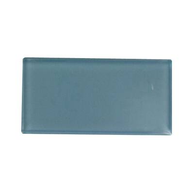 Splashback Glass Tile Contempo Turquoise Frosted Glass Tile - 3 in. x 6 in. Tile Sample L5B11B GLASS TILE